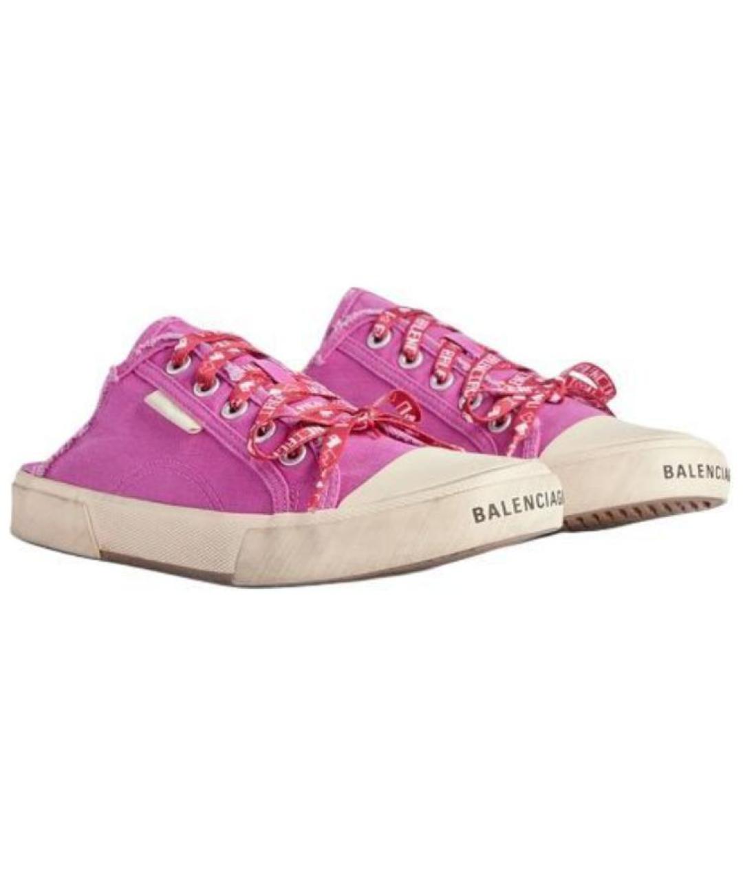 BALENCIAGA Розовые текстильные мюли, фото 3