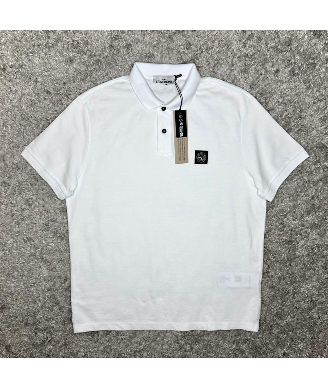 STONE ISLAND Белое хлопковое поло с коротким рукавом, фото 6