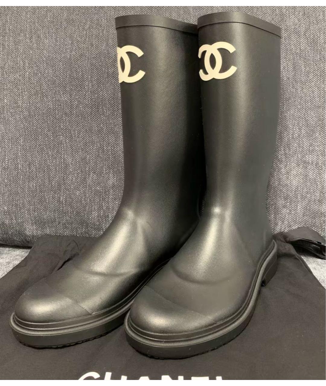 CHANEL Черные резиновые сапоги, фото 7