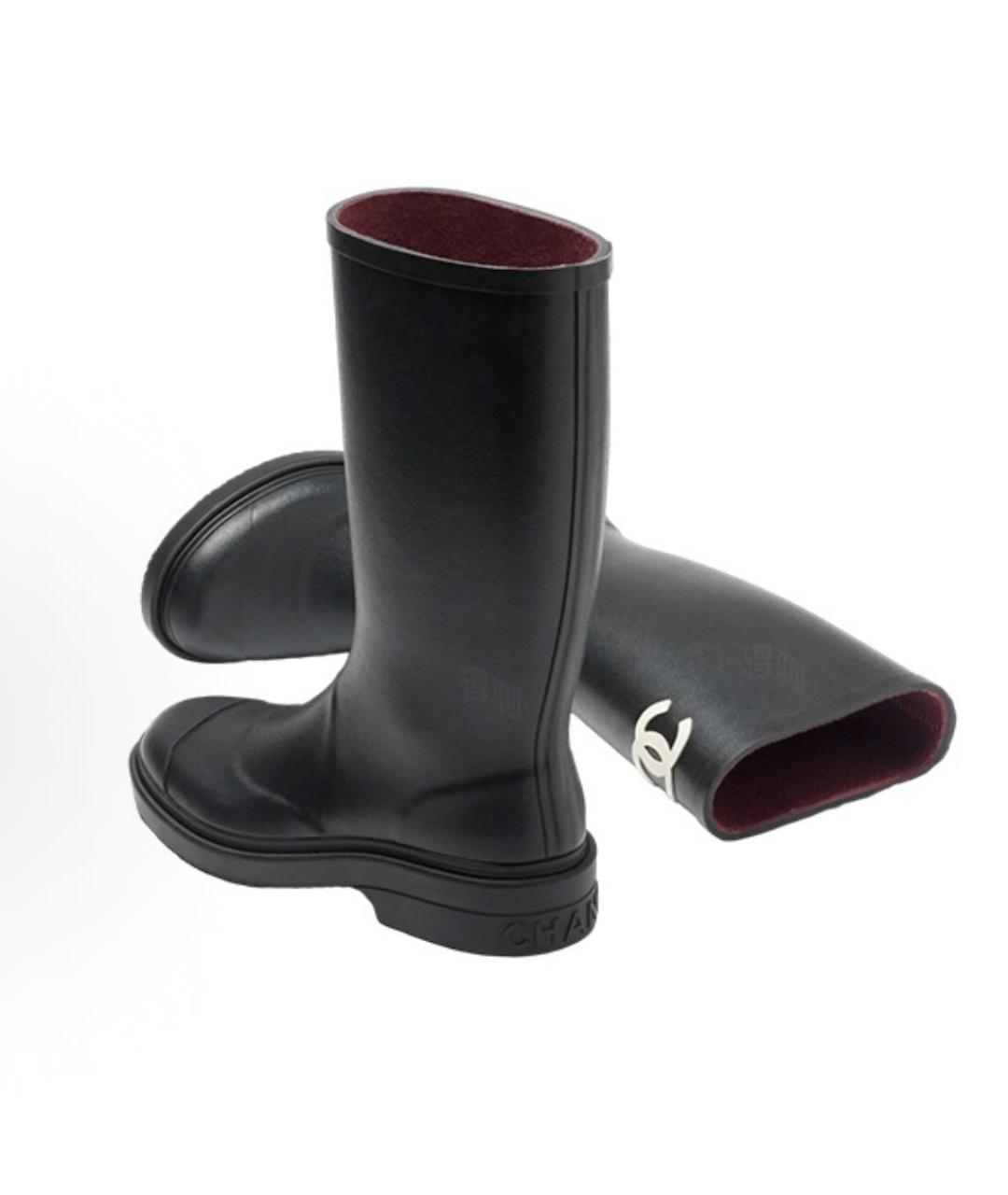 CHANEL Черные резиновые сапоги, фото 5