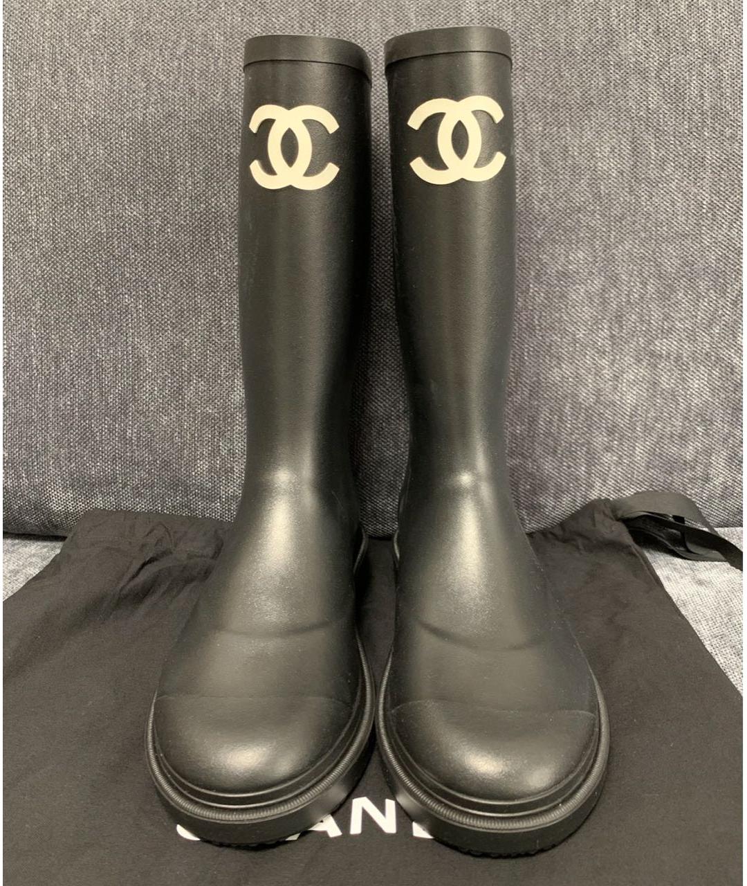 CHANEL Черные резиновые сапоги, фото 8