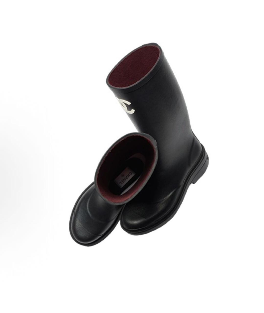 CHANEL Черные резиновые сапоги, фото 4