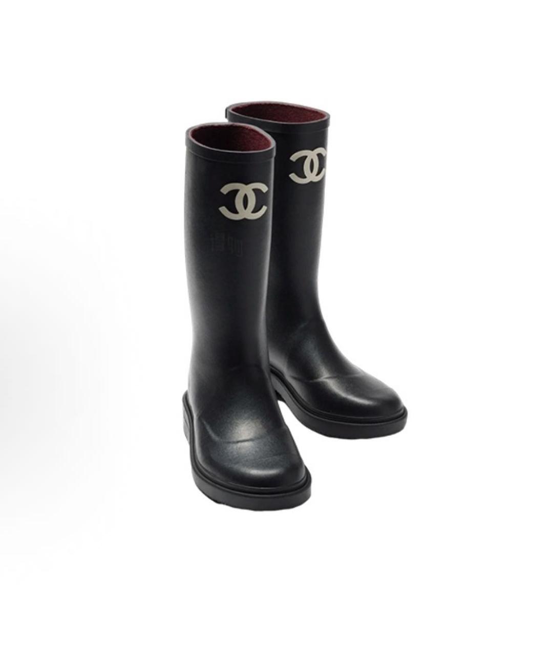 CHANEL Черные резиновые сапоги, фото 3