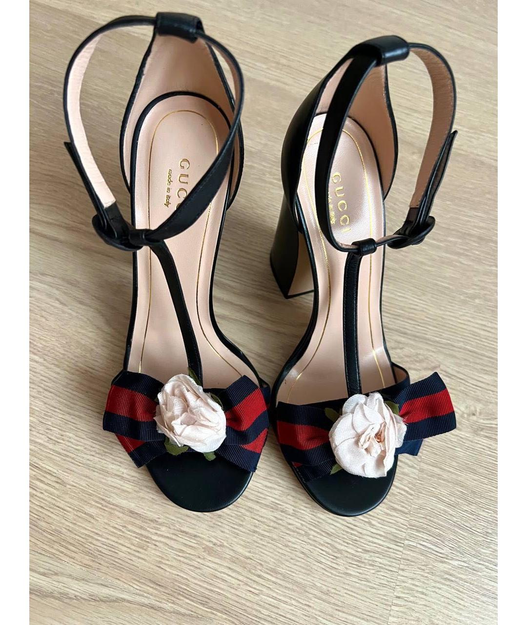 GUCCI Черные кожаные босоножки, фото 2