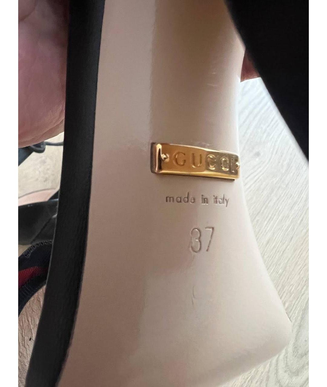 GUCCI Черные кожаные босоножки, фото 5