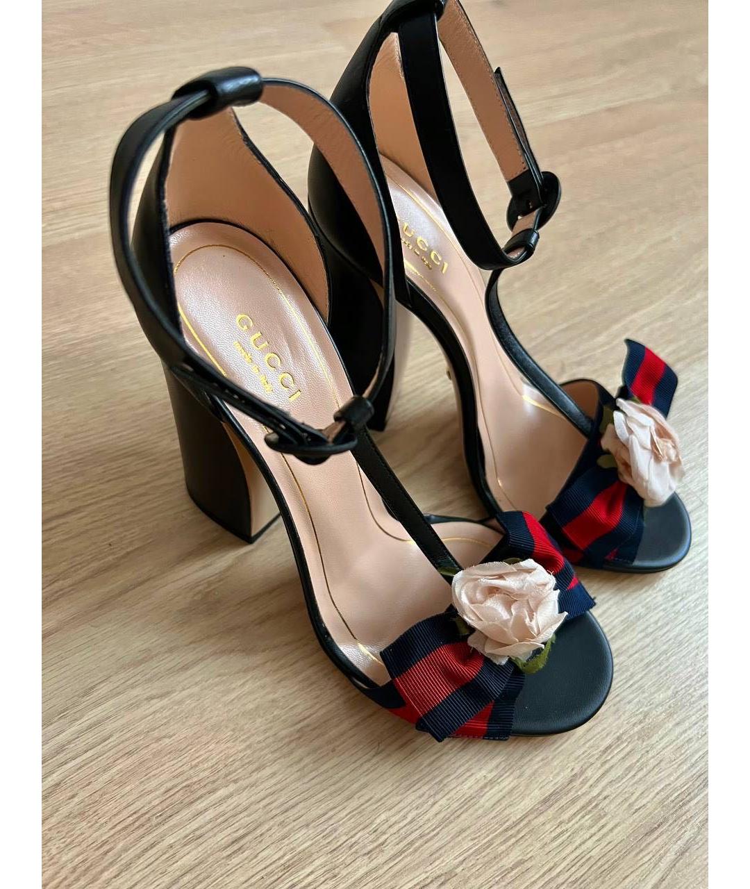 GUCCI Черные кожаные босоножки, фото 3