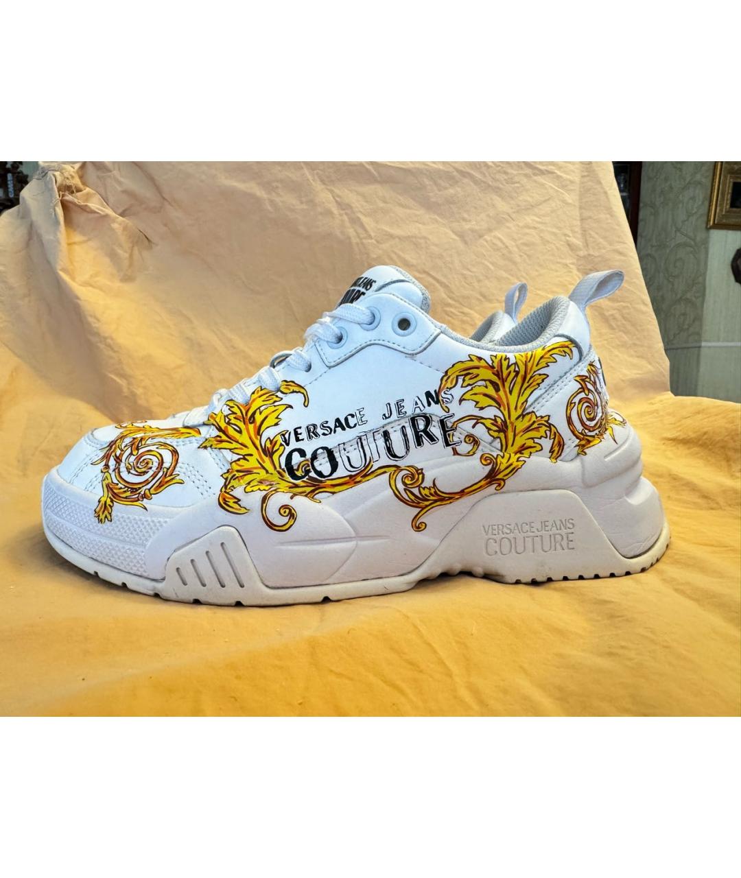 VERSACE JEANS COUTURE Белые кожаные кеды, фото 8