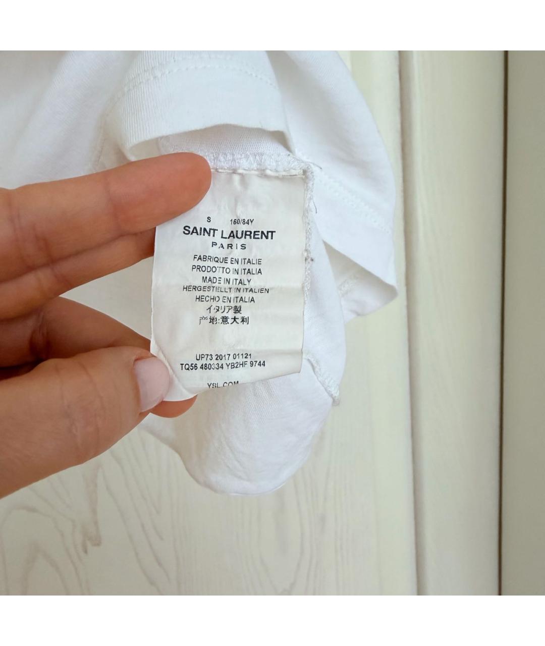 SAINT LAURENT Белая хлопковая футболка, фото 3