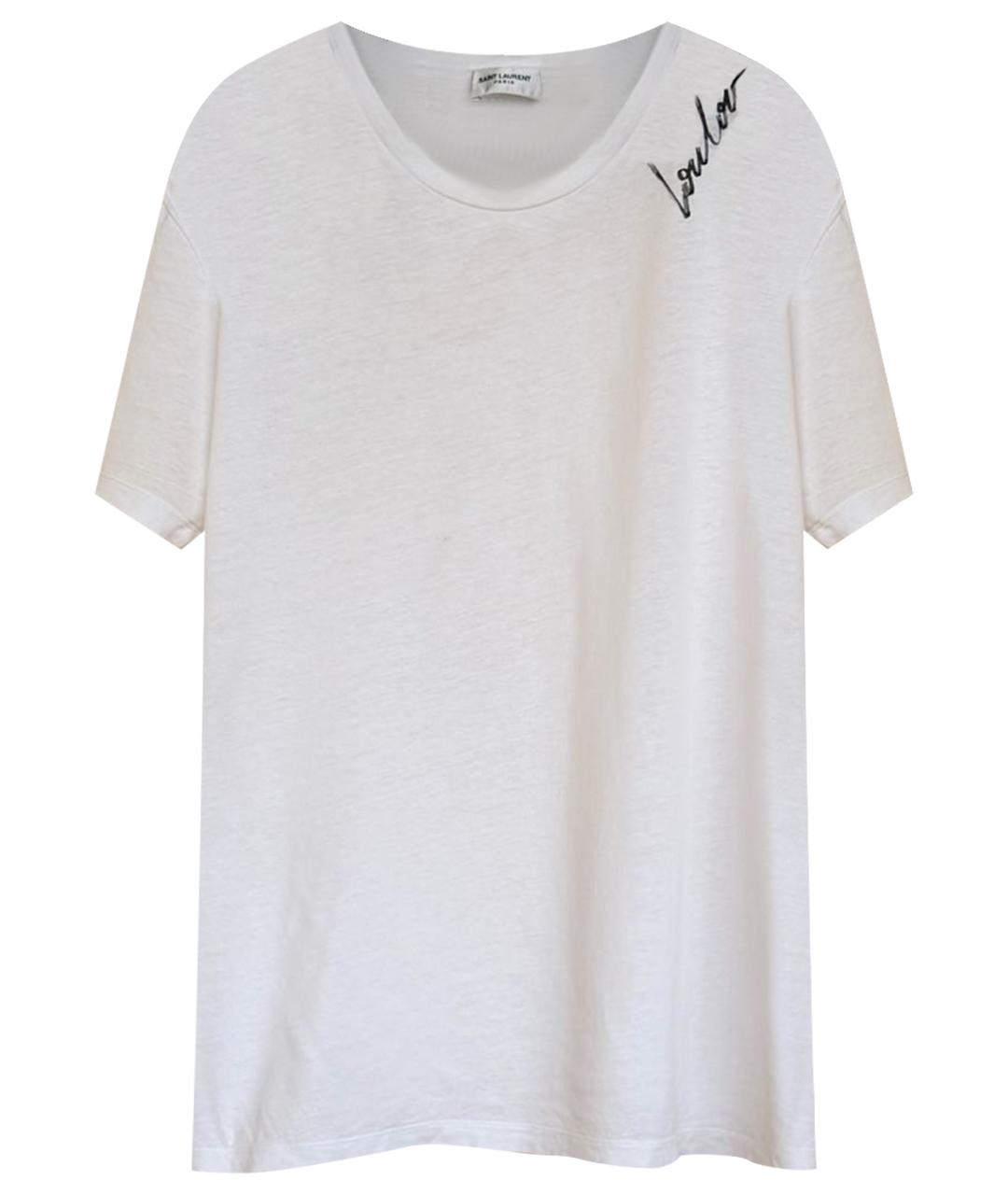 SAINT LAURENT Белая хлопковая футболка, фото 1
