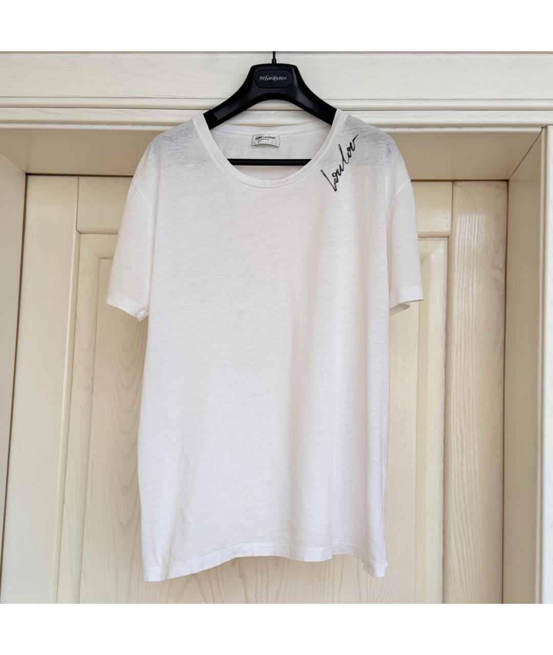 SAINT LAURENT Белая хлопковая футболка, фото 4