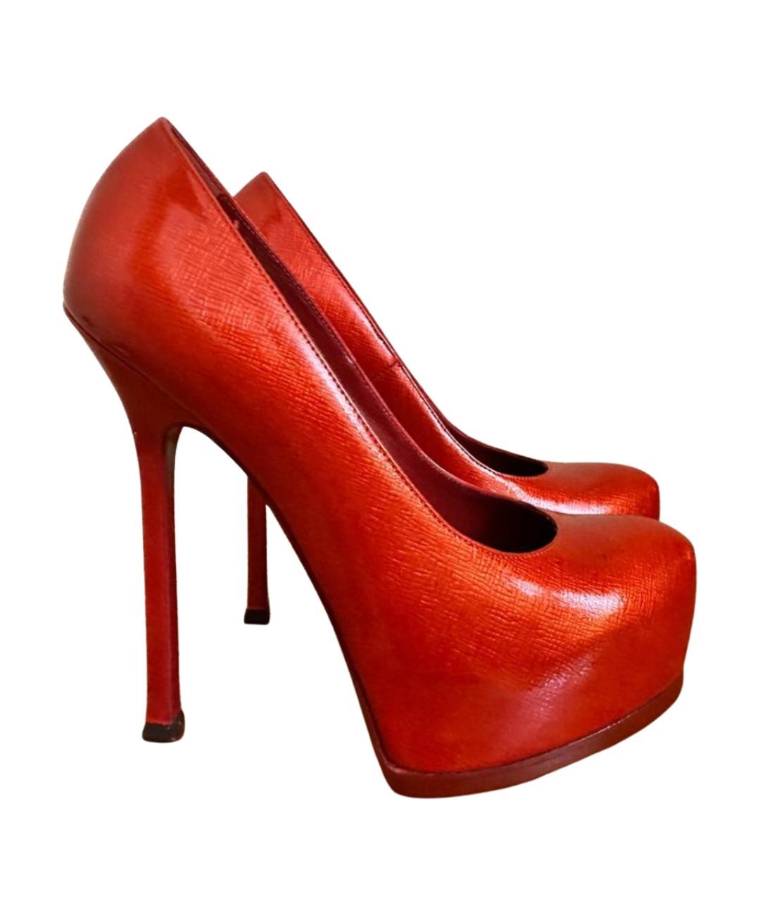 SAINT LAURENT Коралловые туфли из лакированной кожи, фото 1