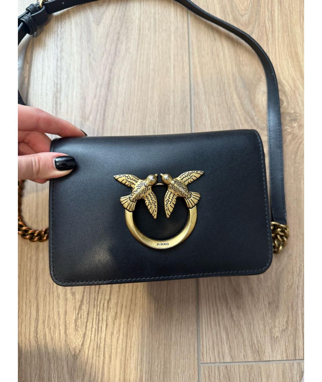 PINKO Черная кожаная сумка через плечо, фото 5