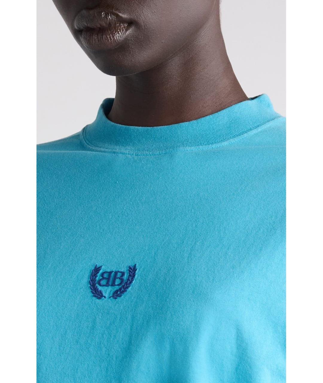 BALENCIAGA Голубая хлопковая футболка, фото 8