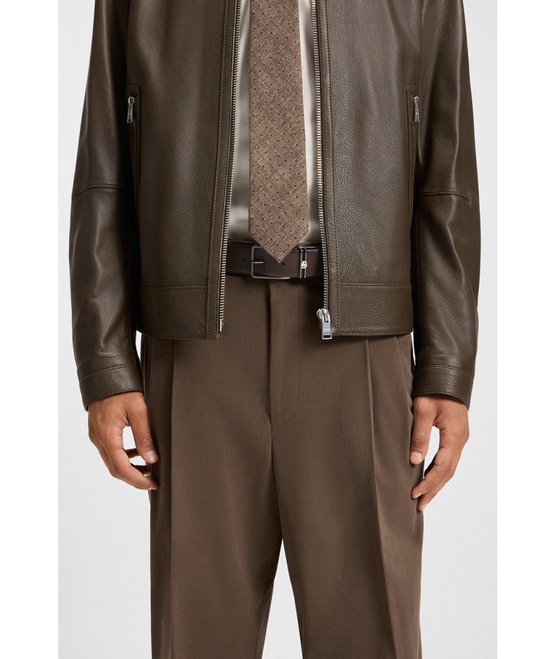 HUGO BOSS Черный кожаный ремень, фото 4