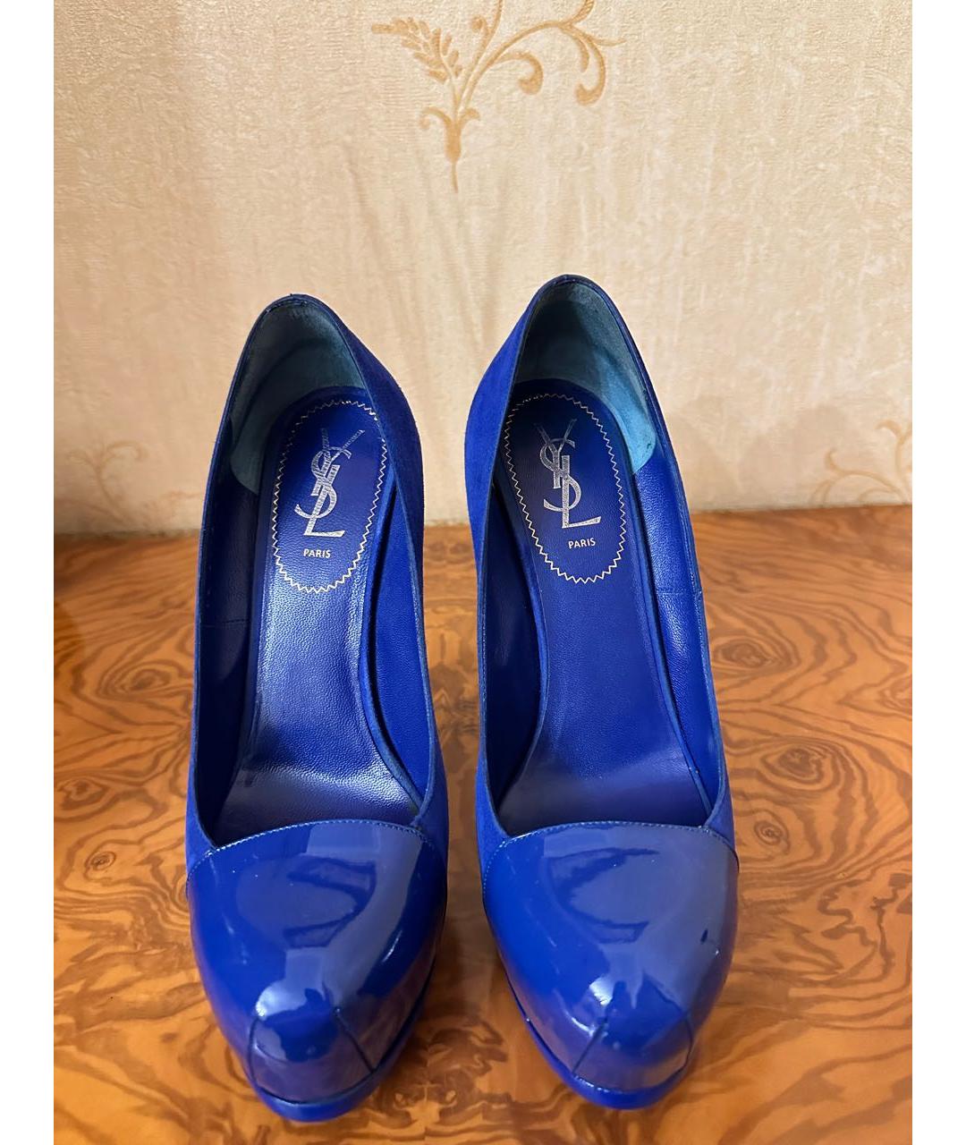 SAINT LAURENT Синие замшевые туфли, фото 2