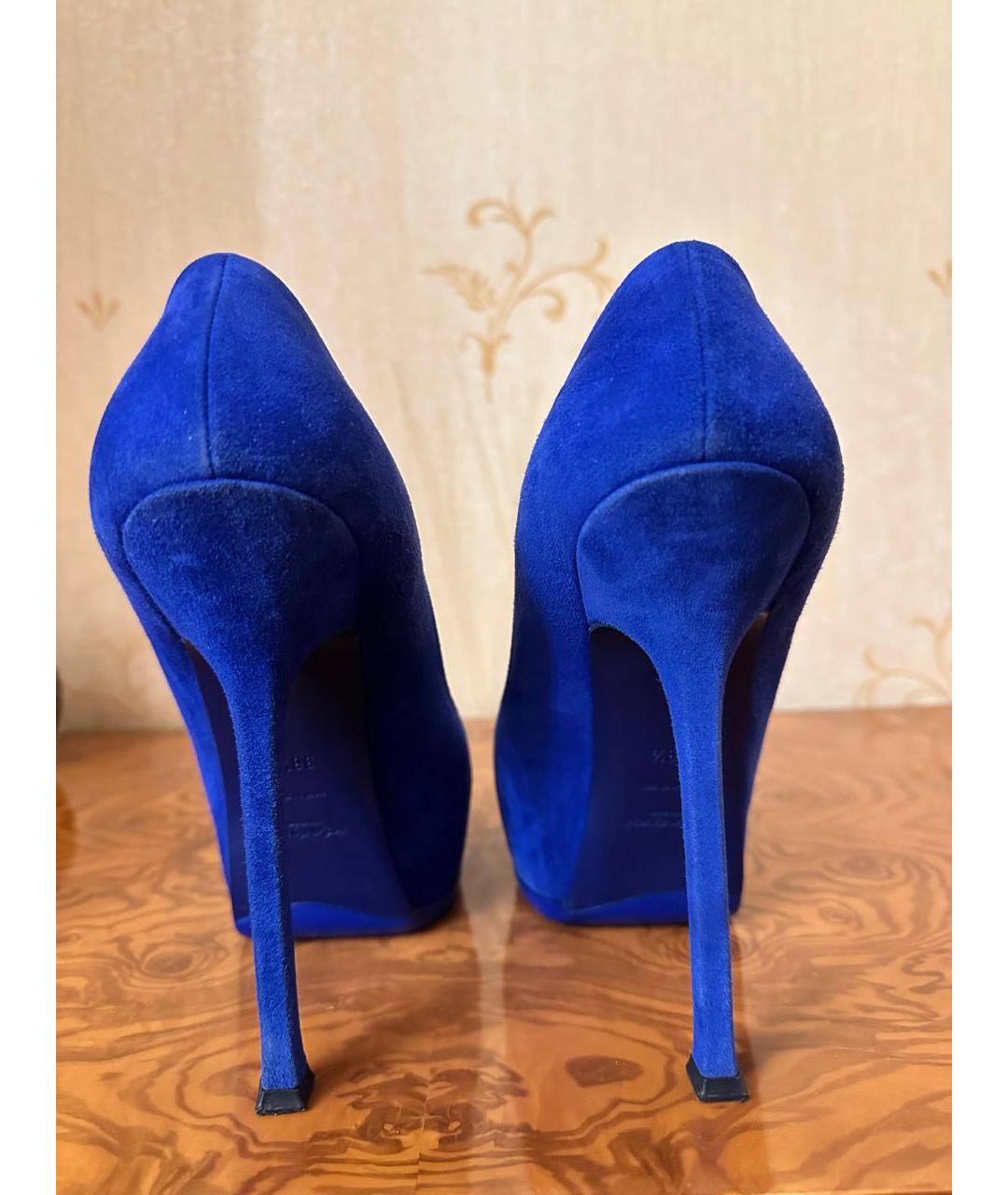 SAINT LAURENT Синие замшевые туфли, фото 4