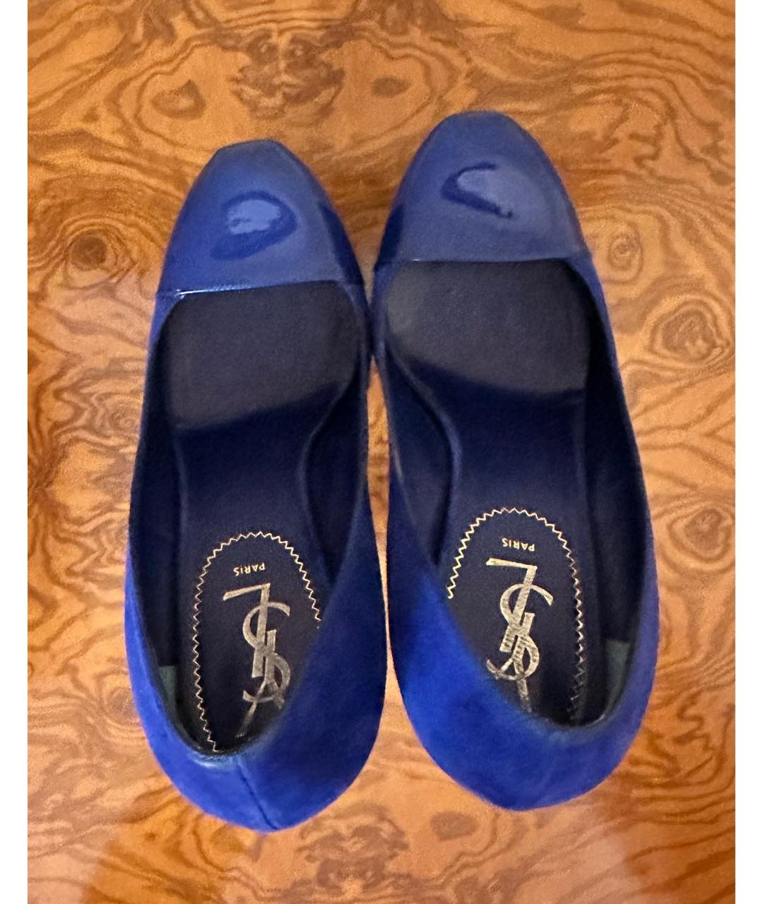 SAINT LAURENT Синие замшевые туфли, фото 3