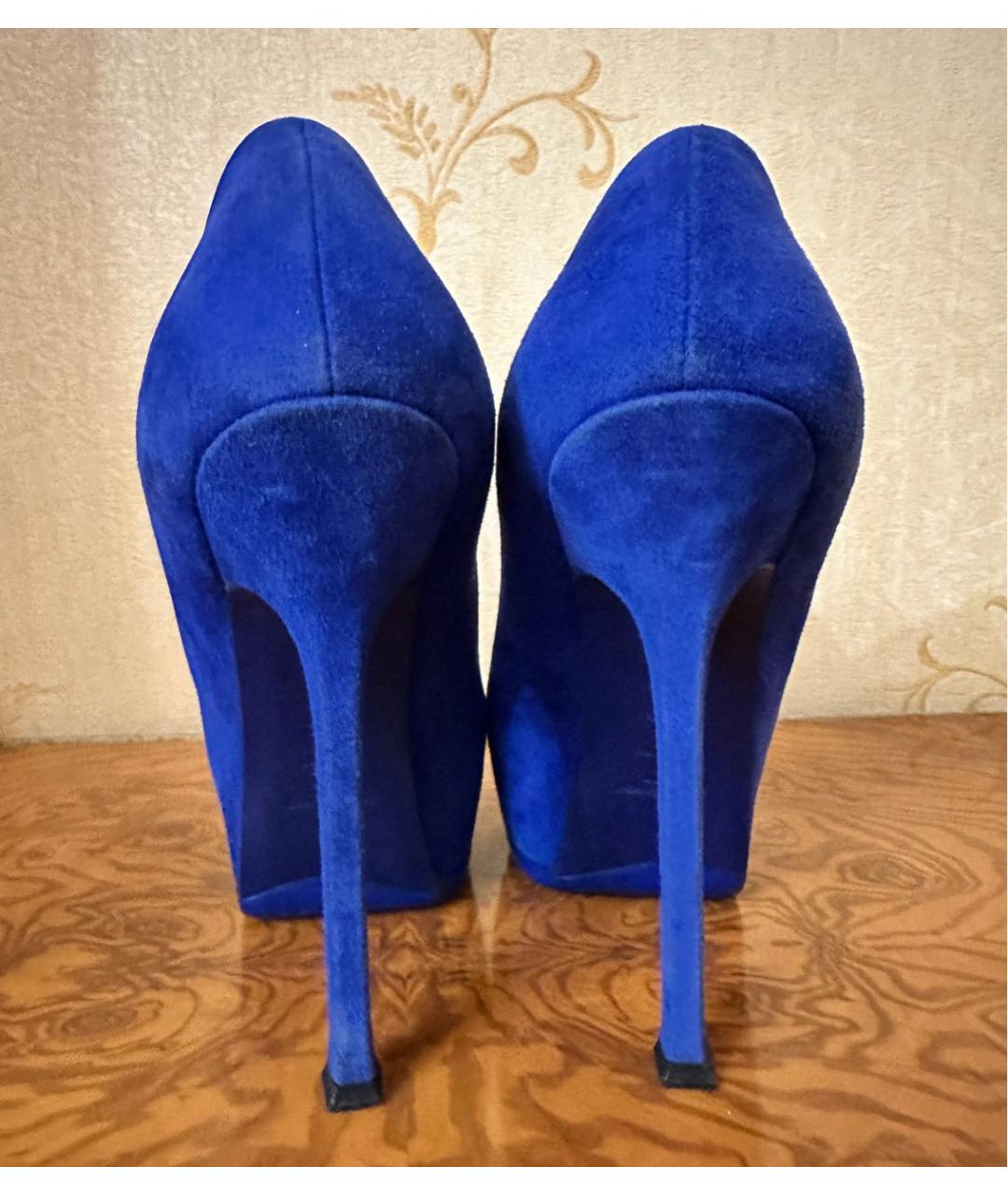 SAINT LAURENT Синие замшевые туфли, фото 5