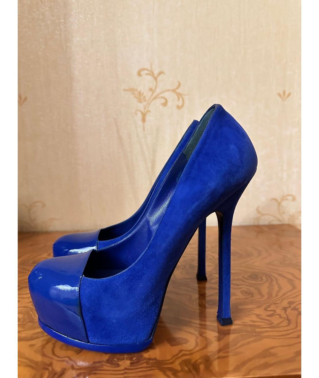 SAINT LAURENT Синие замшевые туфли, фото 6