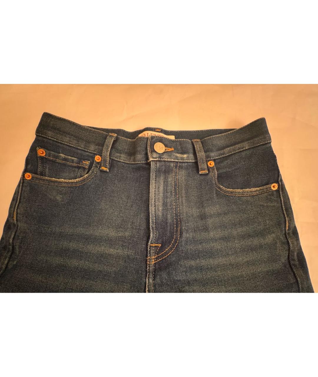 VALENTINO Синие хлопко-эластановые прямые джинсы, фото 5