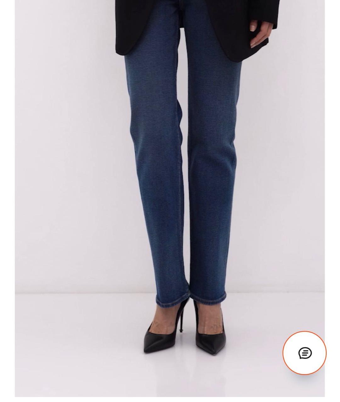 VALENTINO Синие хлопко-эластановые прямые джинсы, фото 2