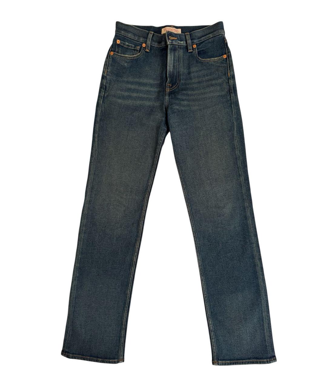 VALENTINO Синие хлопко-эластановые прямые джинсы, фото 7