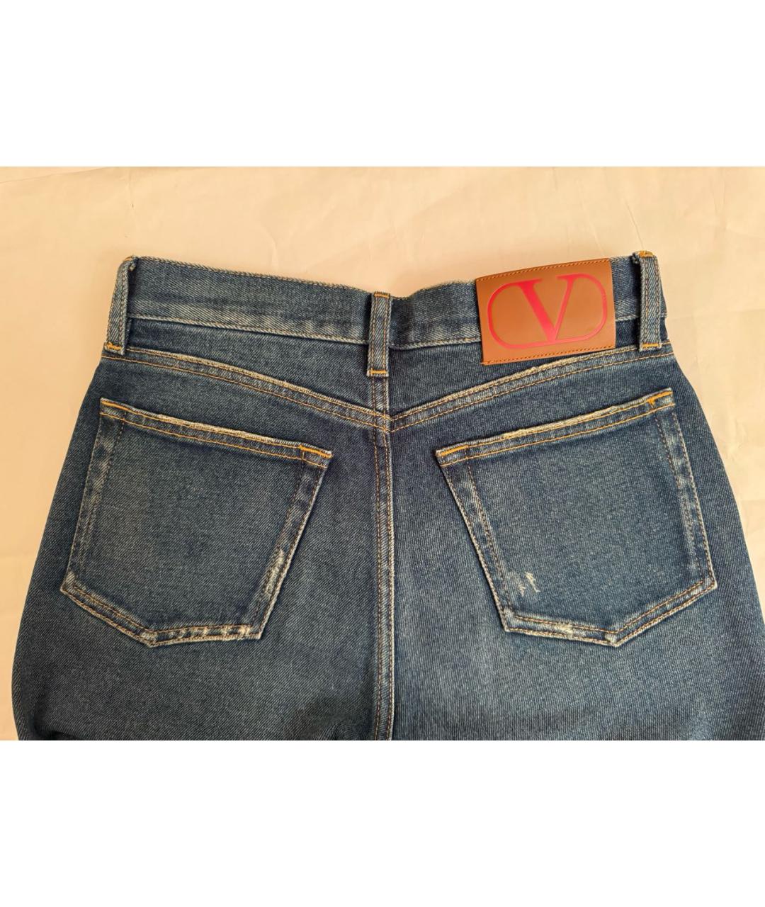 VALENTINO Синие хлопко-эластановые прямые джинсы, фото 4