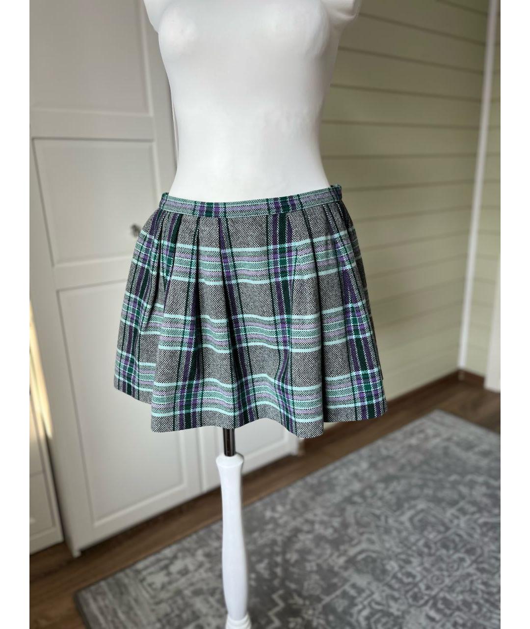 MIU MIU Мульти шерстяная юбка мини, фото 9