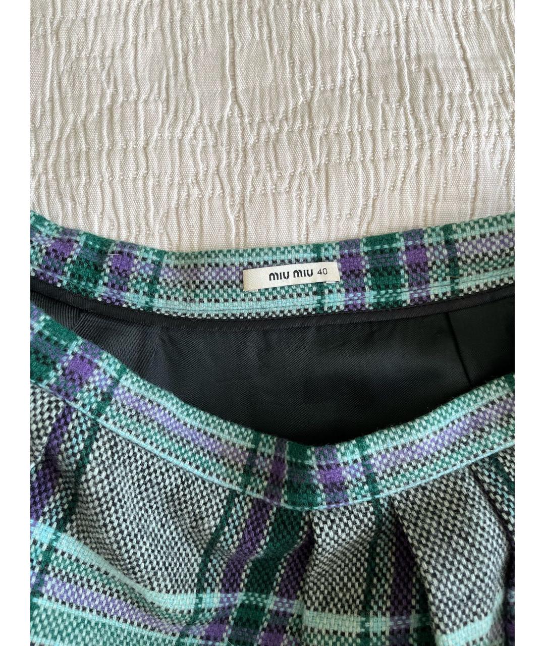 MIU MIU Мульти шерстяная юбка мини, фото 5