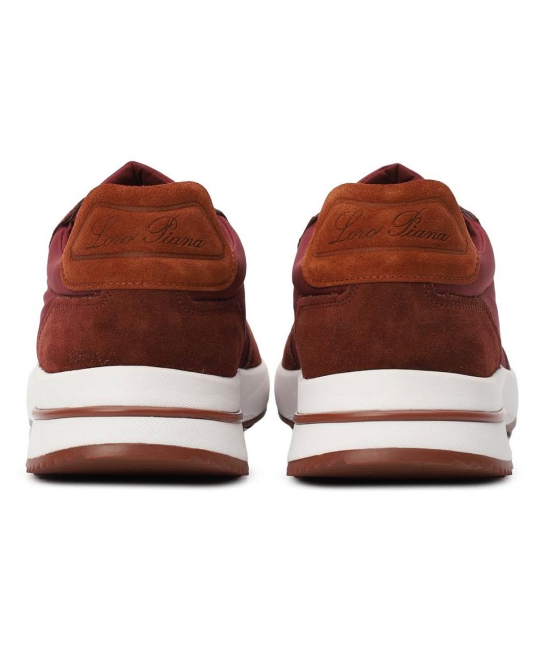 LORO PIANA Бордовые замшевые низкие кроссовки / кеды, фото 4