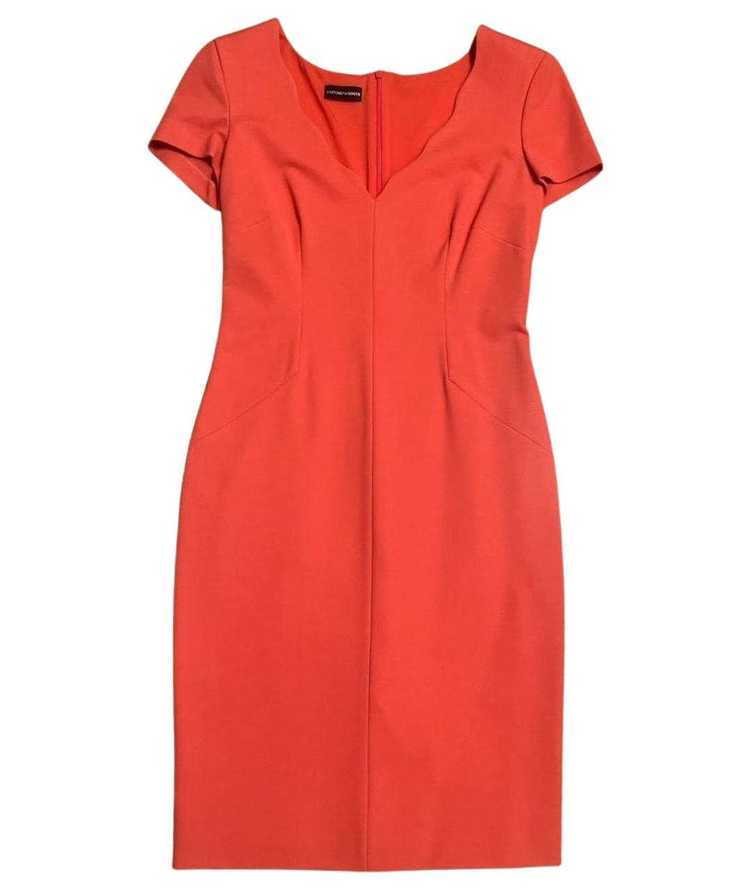 EMPORIO ARMANI Коралловое вискозное коктейльное платье, фото 1