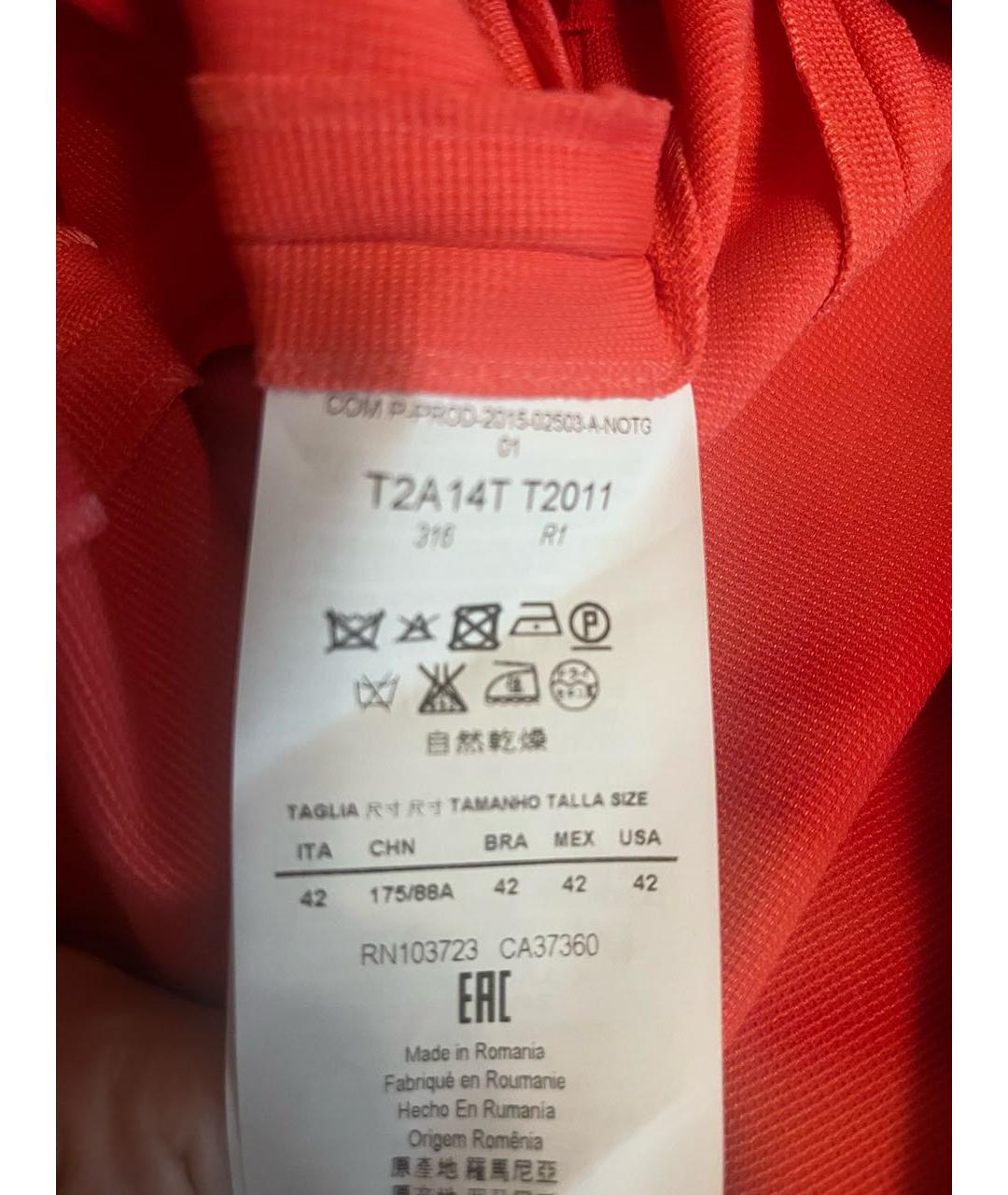 EMPORIO ARMANI Коралловое вискозное коктейльное платье, фото 4