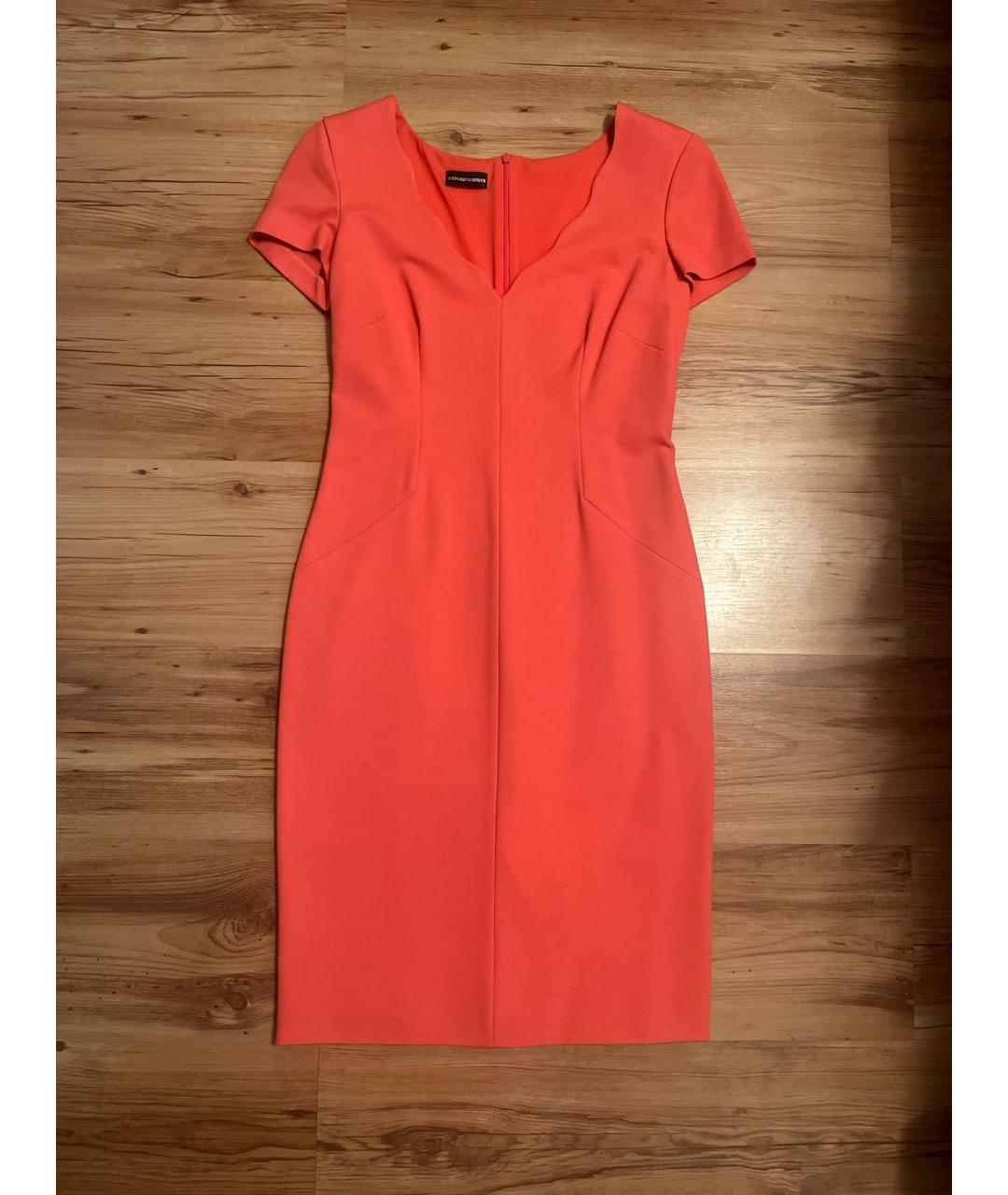 EMPORIO ARMANI Коралловое вискозное коктейльное платье, фото 5