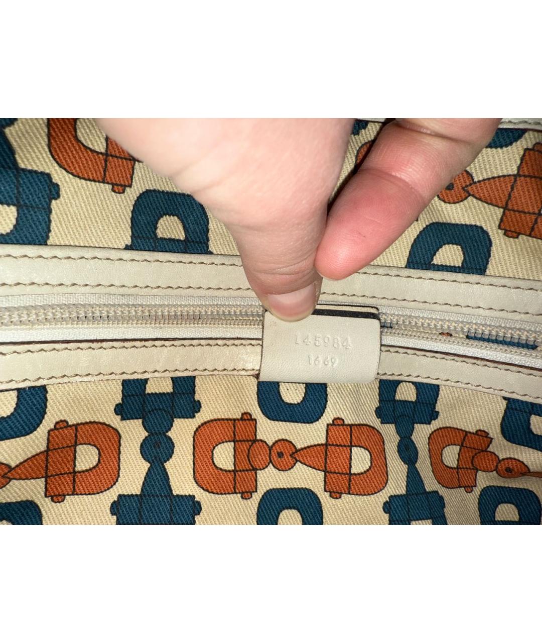 GUCCI Бежевая кожаная сумка тоут, фото 7