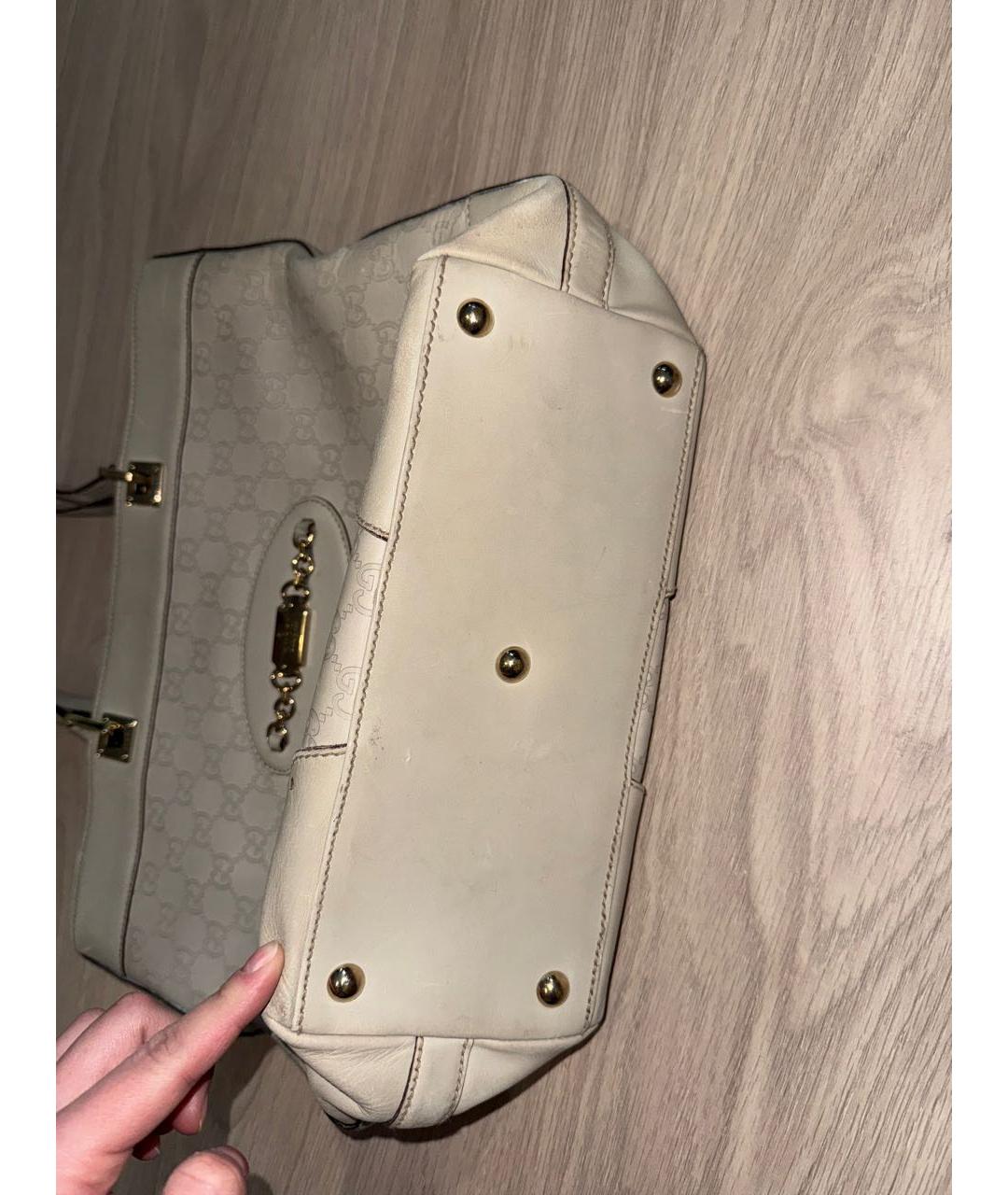 GUCCI Бежевая кожаная сумка тоут, фото 4