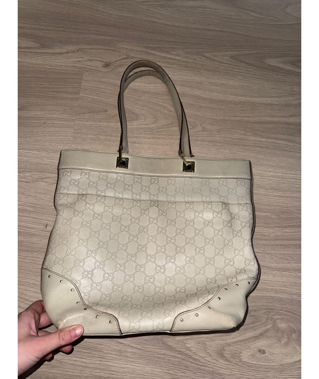 GUCCI Бежевая кожаная сумка тоут, фото 2