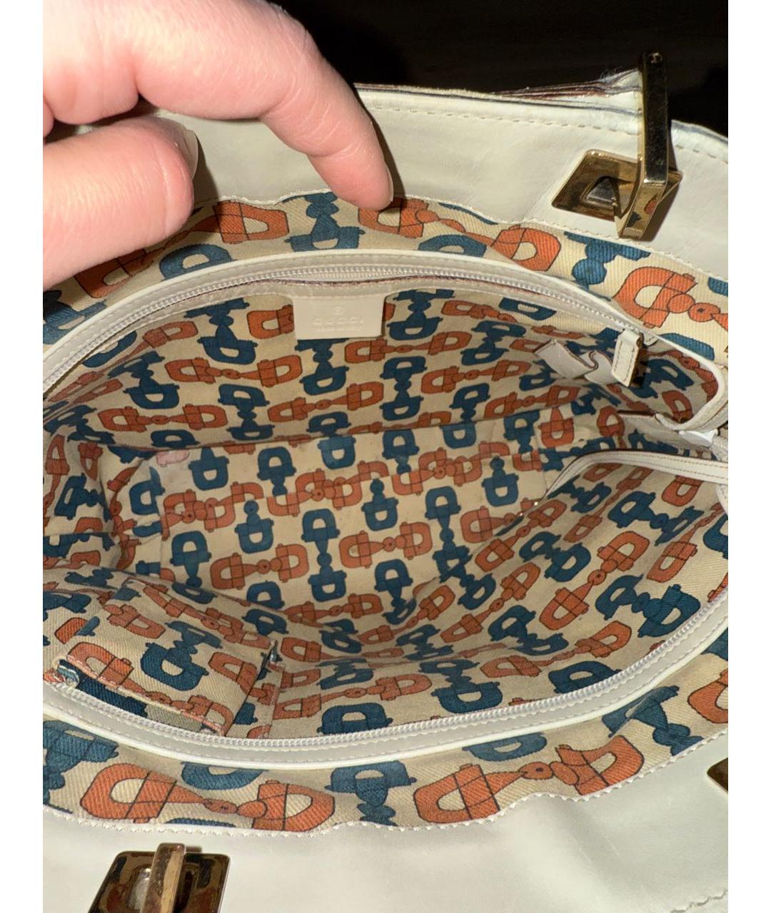 GUCCI Бежевая кожаная сумка тоут, фото 8