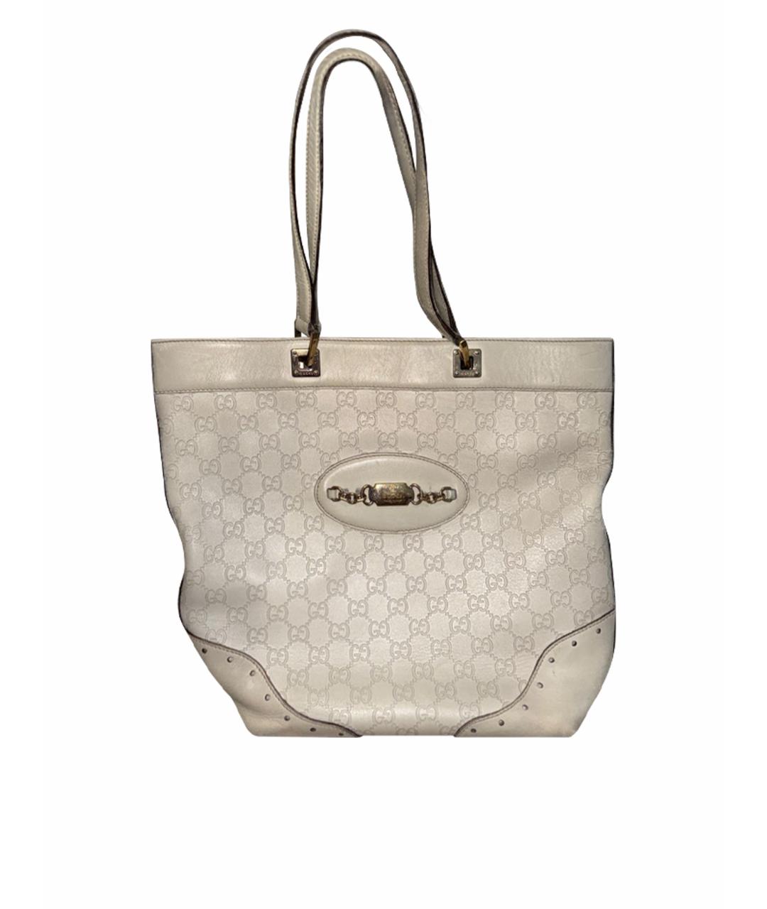 GUCCI Бежевая кожаная сумка тоут, фото 1