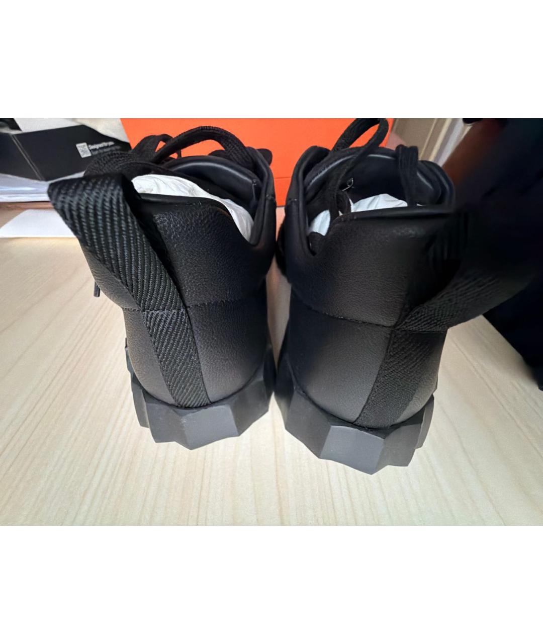 HERMES Черные кожаные низкие кроссовки / кеды, фото 4