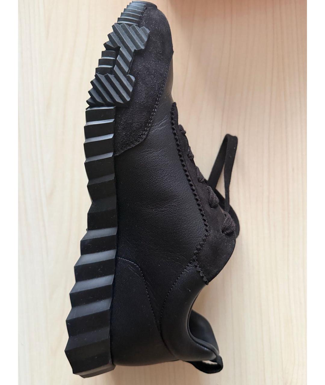 HERMES Черные кожаные низкие кроссовки / кеды, фото 5