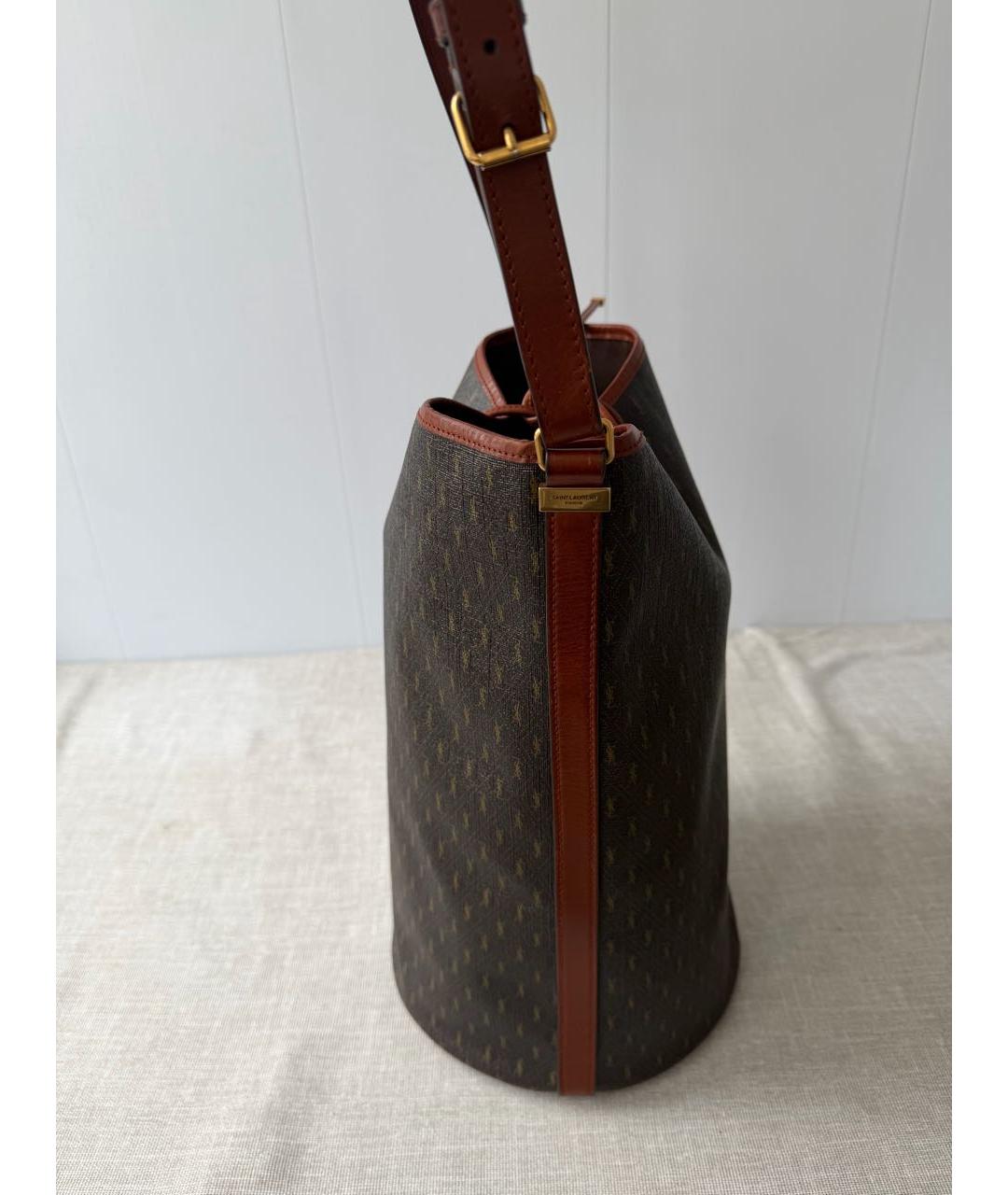 SAINT LAURENT Коричневая сумка тоут, фото 2