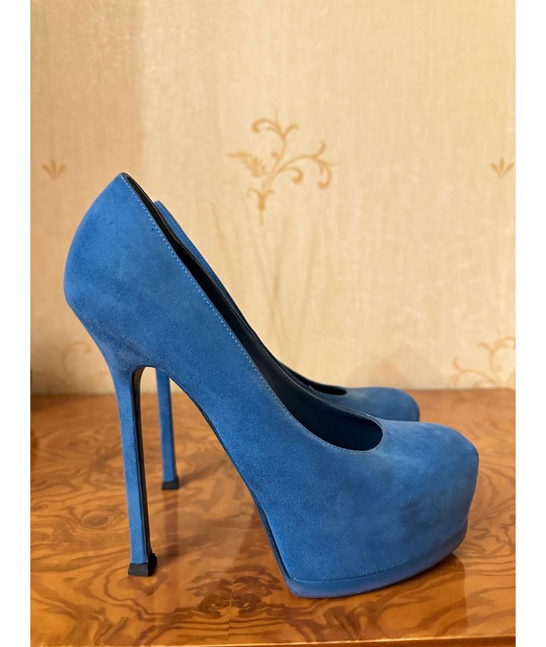 SAINT LAURENT Синие замшевые туфли, фото 6