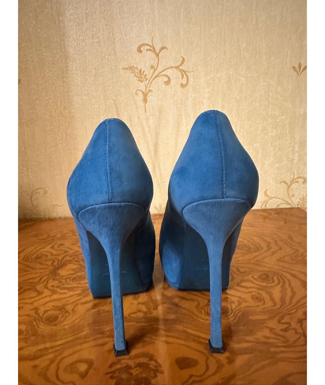 SAINT LAURENT Синие замшевые туфли, фото 4