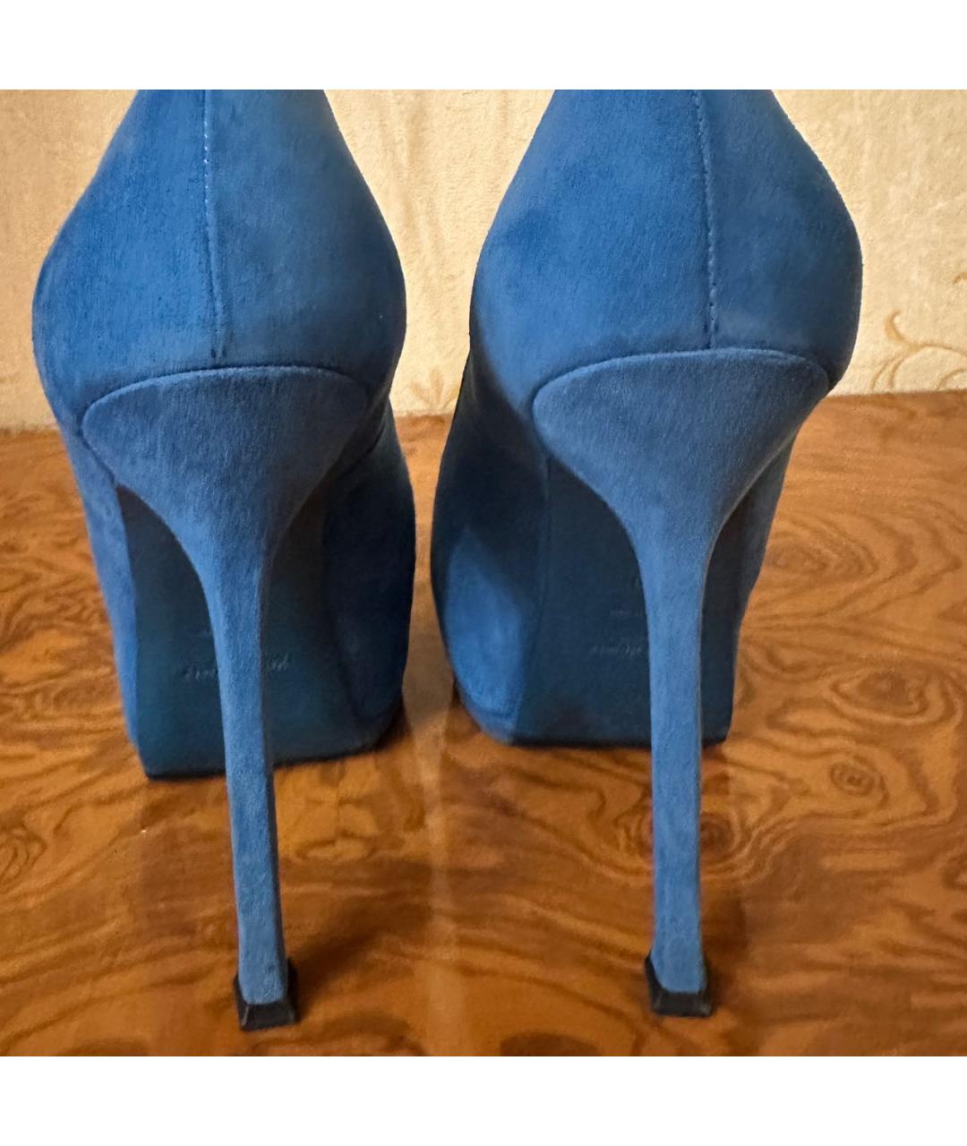 SAINT LAURENT Синие замшевые туфли, фото 5