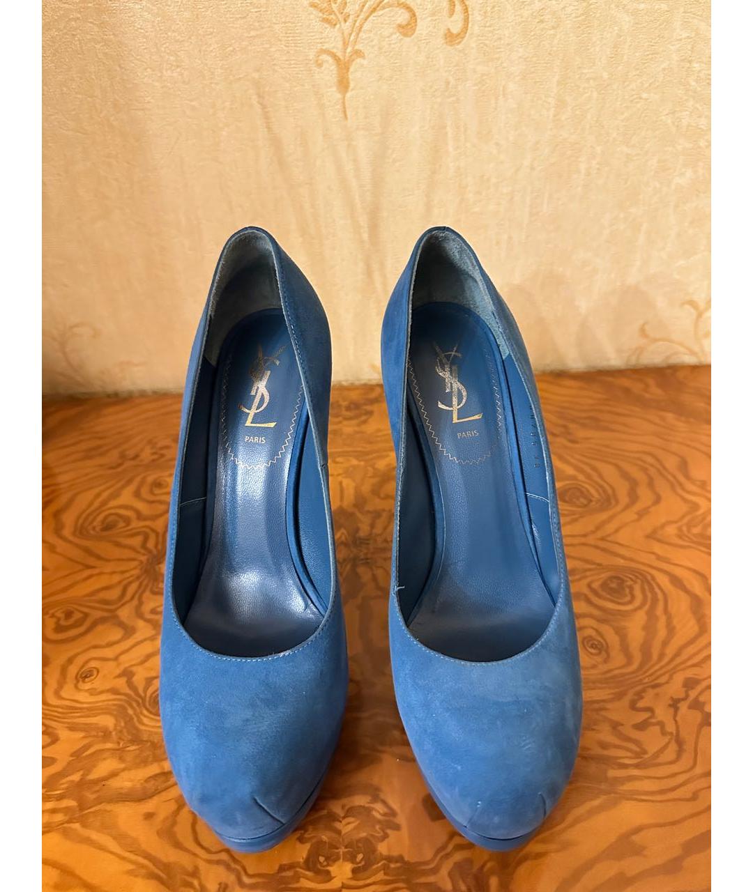 SAINT LAURENT Синие замшевые туфли, фото 2
