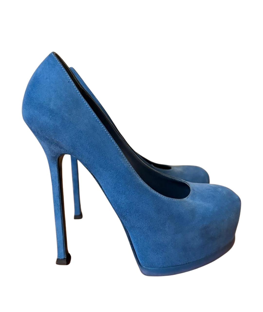 SAINT LAURENT Синие замшевые туфли, фото 1