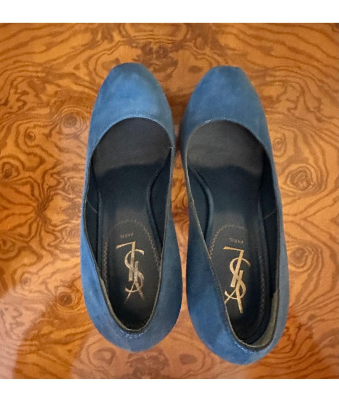 SAINT LAURENT Синие замшевые туфли, фото 3