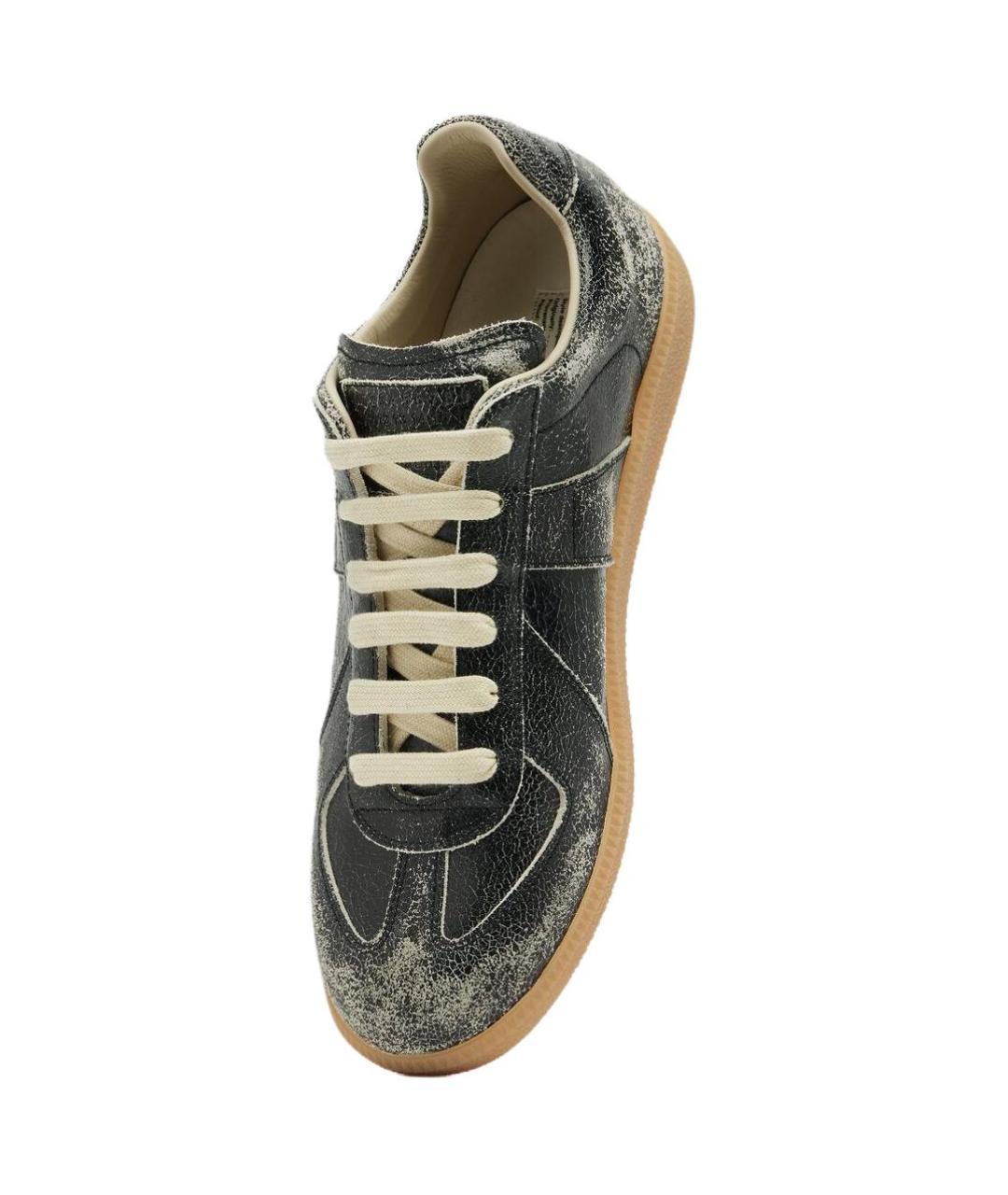 MAISON MARGIELA Черные кожаные кеды, фото 3