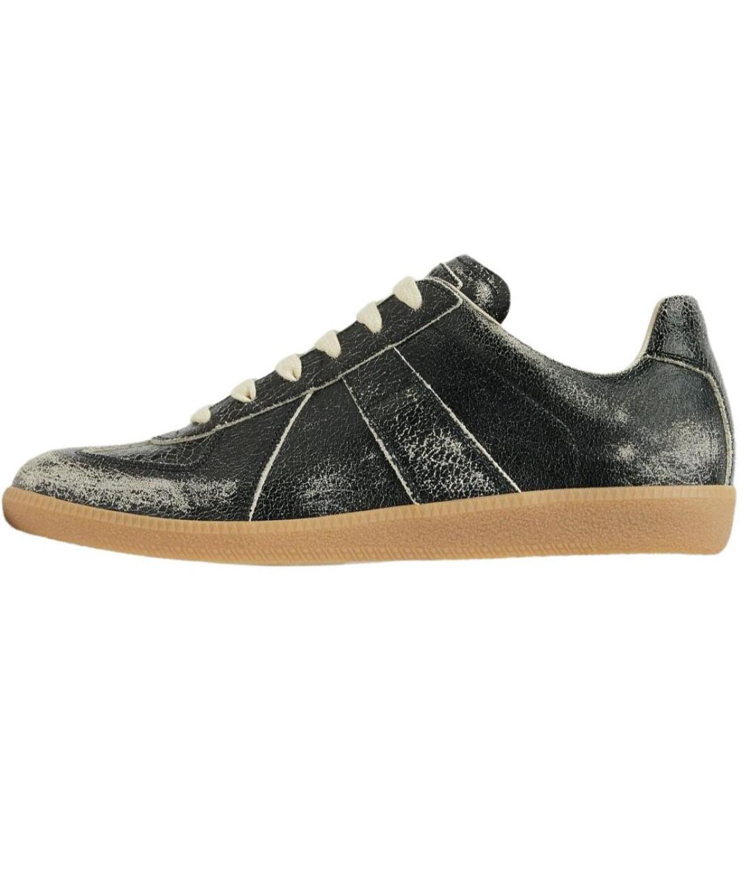 MAISON MARGIELA Черные кожаные кеды, фото 6