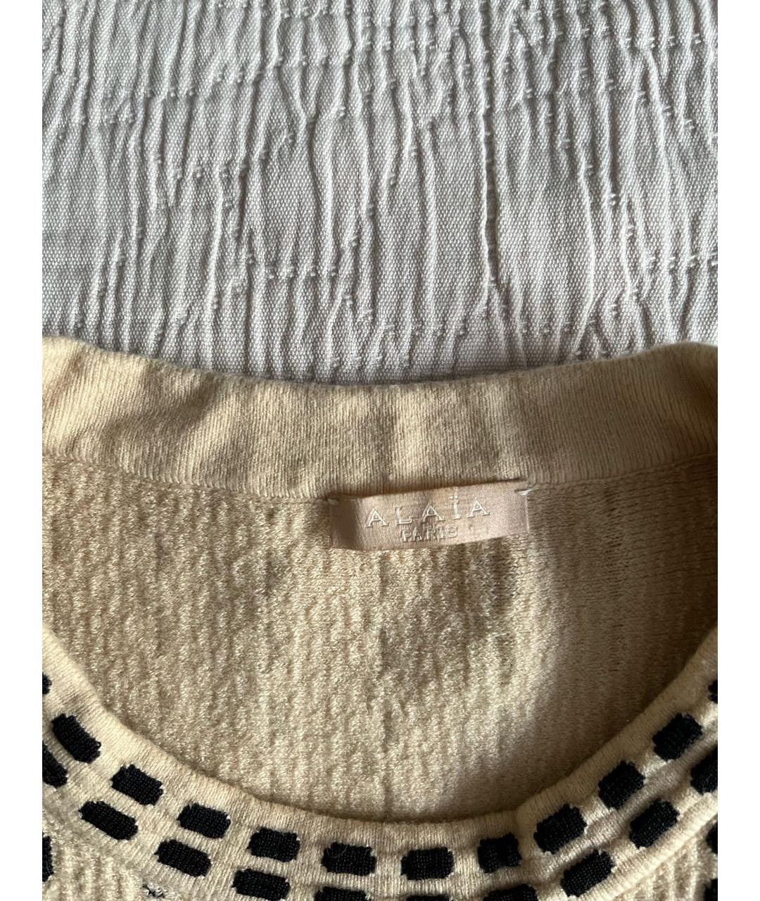 ALAIA Бежевое шерстяное повседневное платье, фото 5